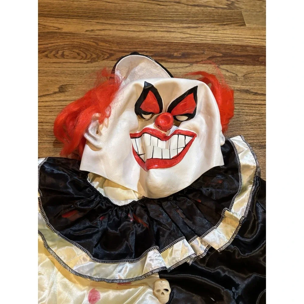 Halloween Carnival Nightmare Clown Outfit and‎ Mask Large 12-14 Glow In The Dark